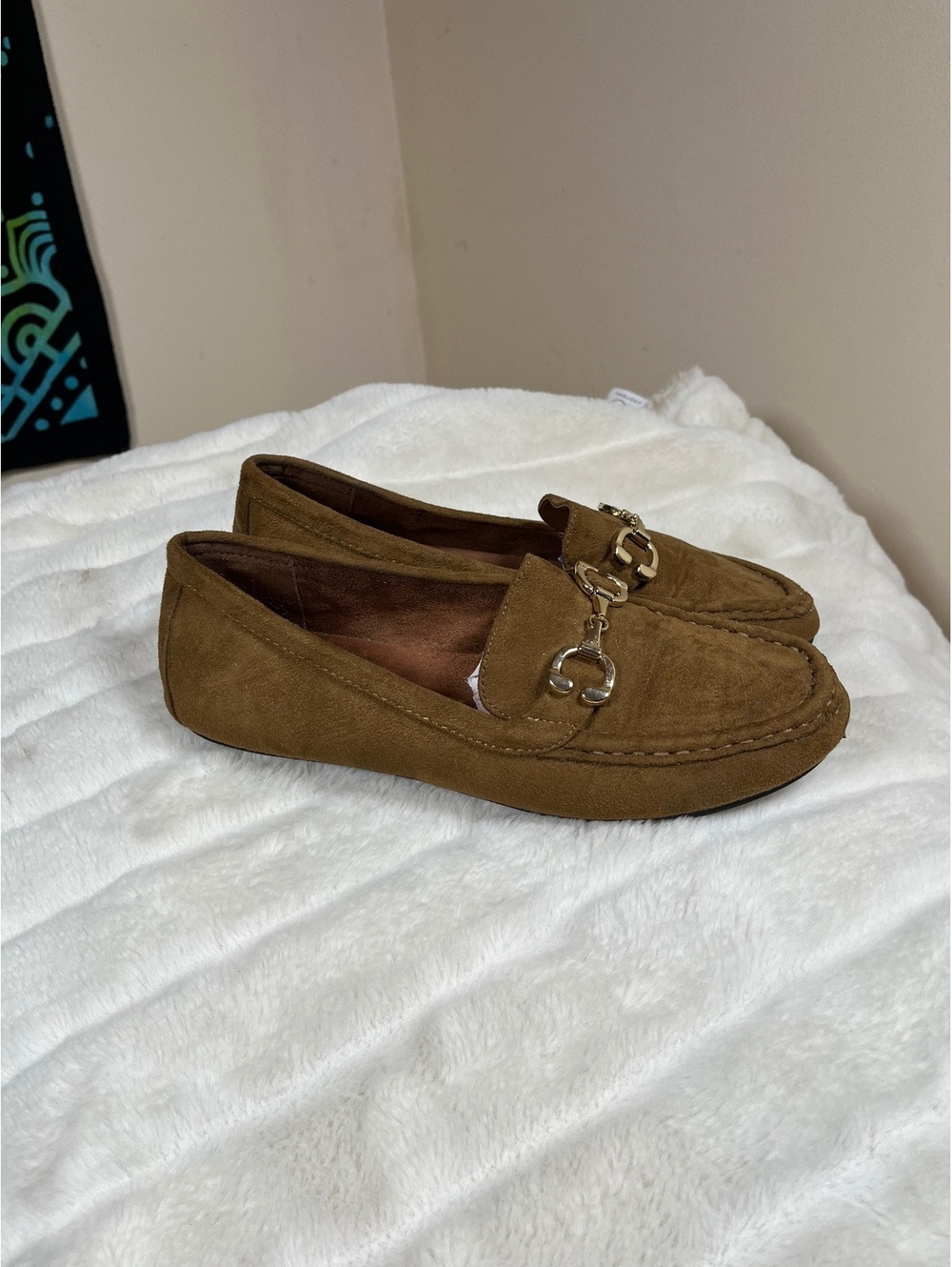 Aerosoles Women's 8M Dallas Faux Suede Brown Fall Work Office Buckle Loafer Shoe
